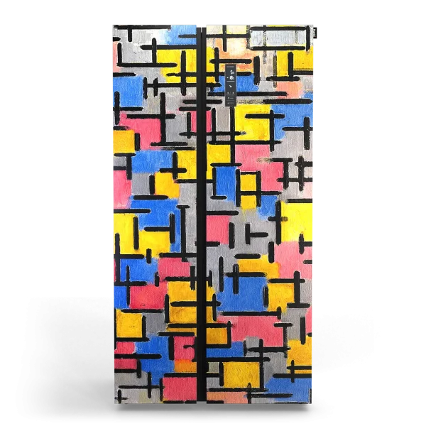Extra large koelkast met kleurrijk design van Piet Mondriaan – grafisch, krachtig en opvallend