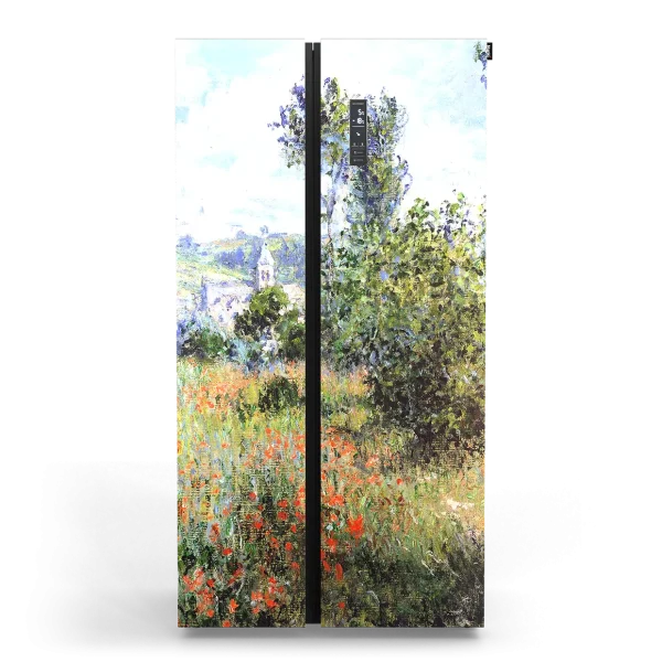Extra large design koelkast met landschapsschilderij Vétheuil van Claude Monet – kunst in groot formaat
