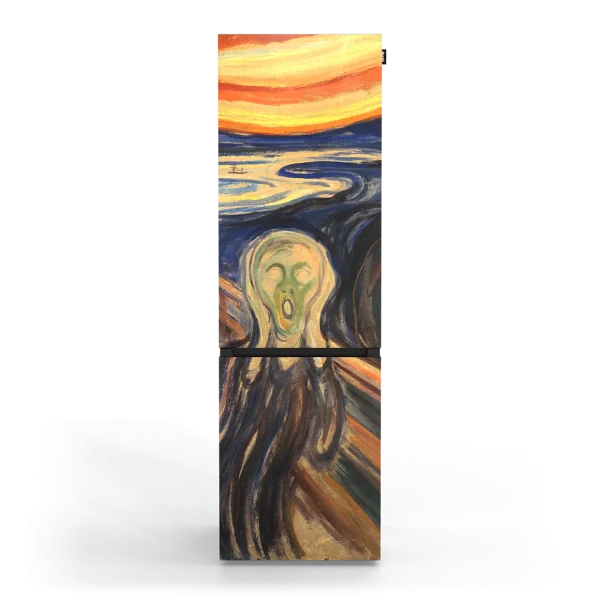 Large design koelkast met De Schreeuw van Edvard Munch – intens en artistiek statementstuk