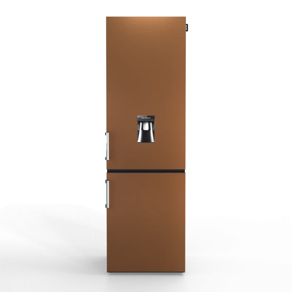 Nunki koelkast met watertap in mat metallic bruin